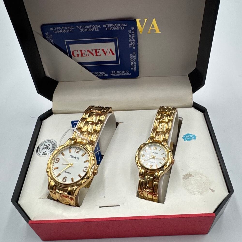Vintage 90s Geneva Quartz Watch Gift Set His/Hers Jewelry Cocktail Watch MobWife